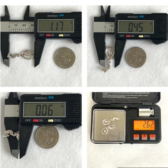 Sterling Silver 925 DBJ Dee Berkley Jewelry Single Diamond Dangle Earrings - Picture 10 of 16